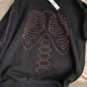 PINK Victoria's Secret Black Sweatshirt with Pink crystals